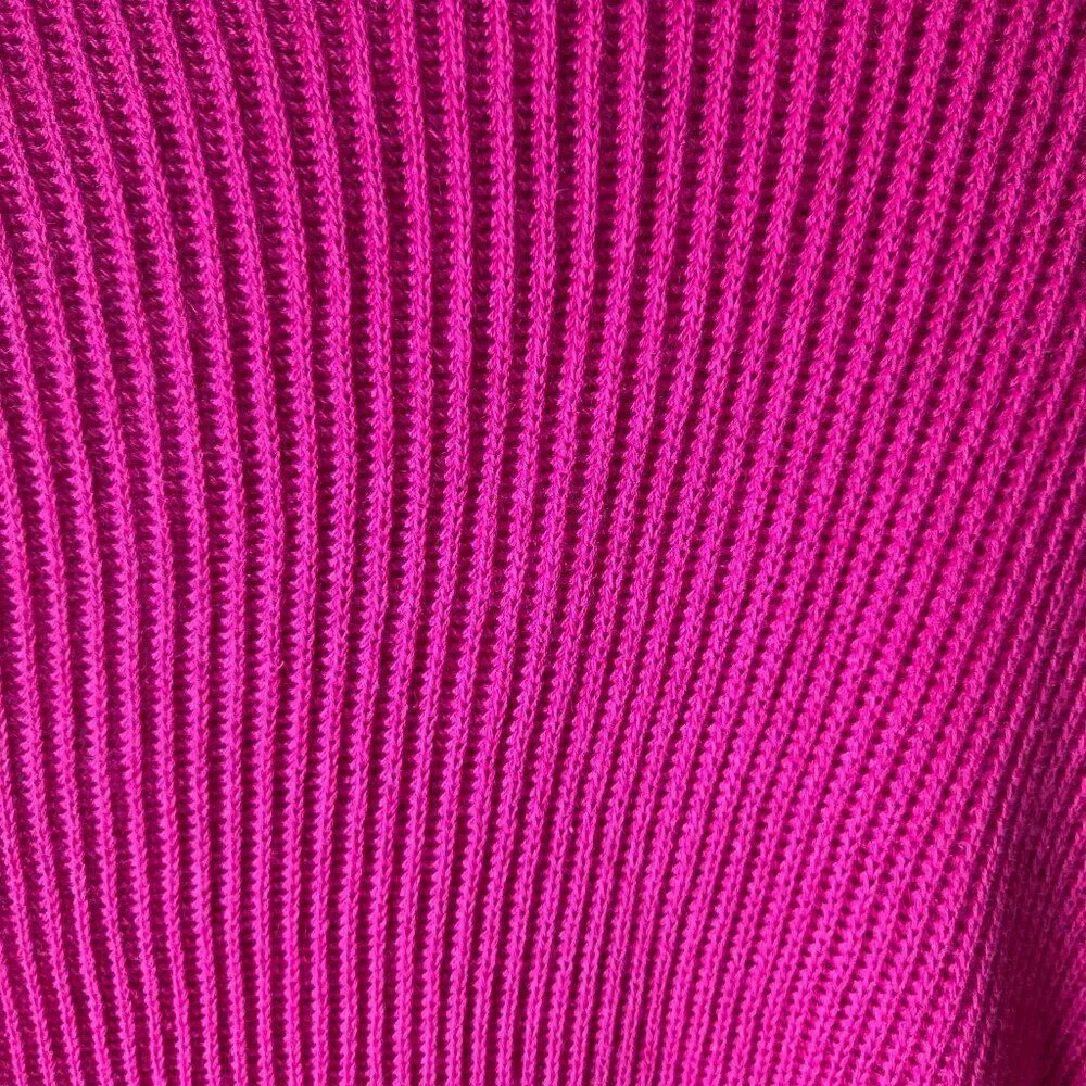 NWT FREE PEOPLE BEACH HOT PINK 1/2 BUTTONED LINEN/COTTON BLEND SWEATER SIZE M